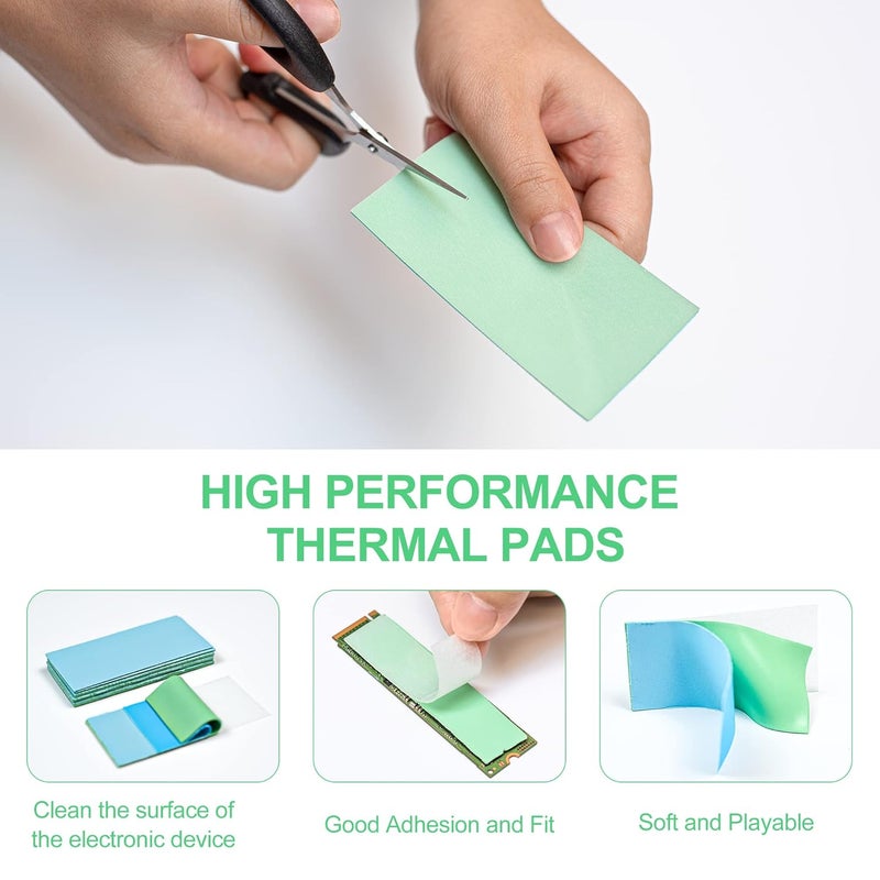 Aairhut Thermal Pad 20W/m.K, 100x50x0.5mm Silicone Cooling Pad Non Conductive Heat Resistance Extreme Odyssey Cover with Dual Self-Adhesive Films for PC Laptop PS4/PS5/SSD/RAM - 1 Pad - Image 4